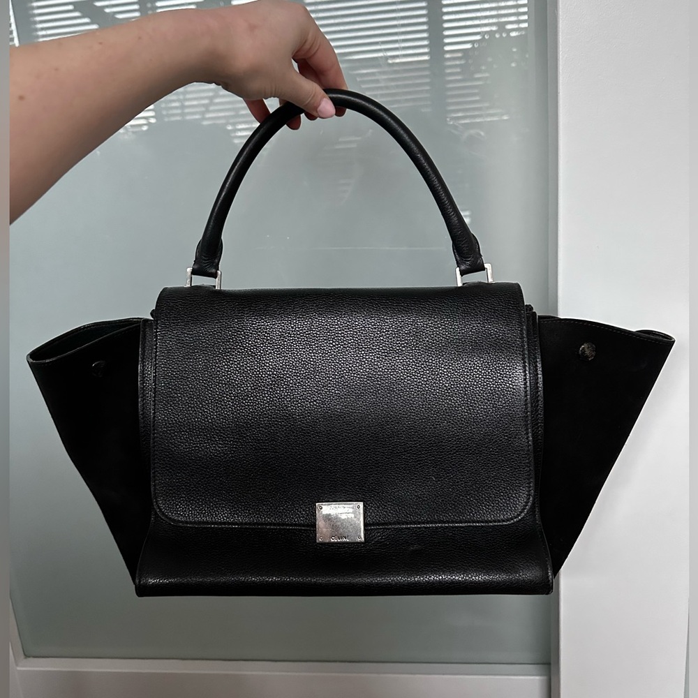 Celine Trapeze Bag black leather and suede